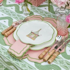 Pink & Green Pagoda Starter Plate (Set Of 4)