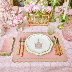 Pink & Green Pagoda Starter Plate (Set Of 4)
