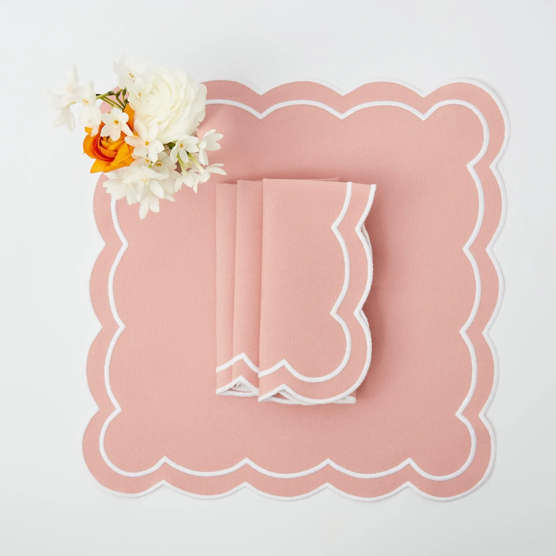 Pink Applique Napkins (Set Of 4)