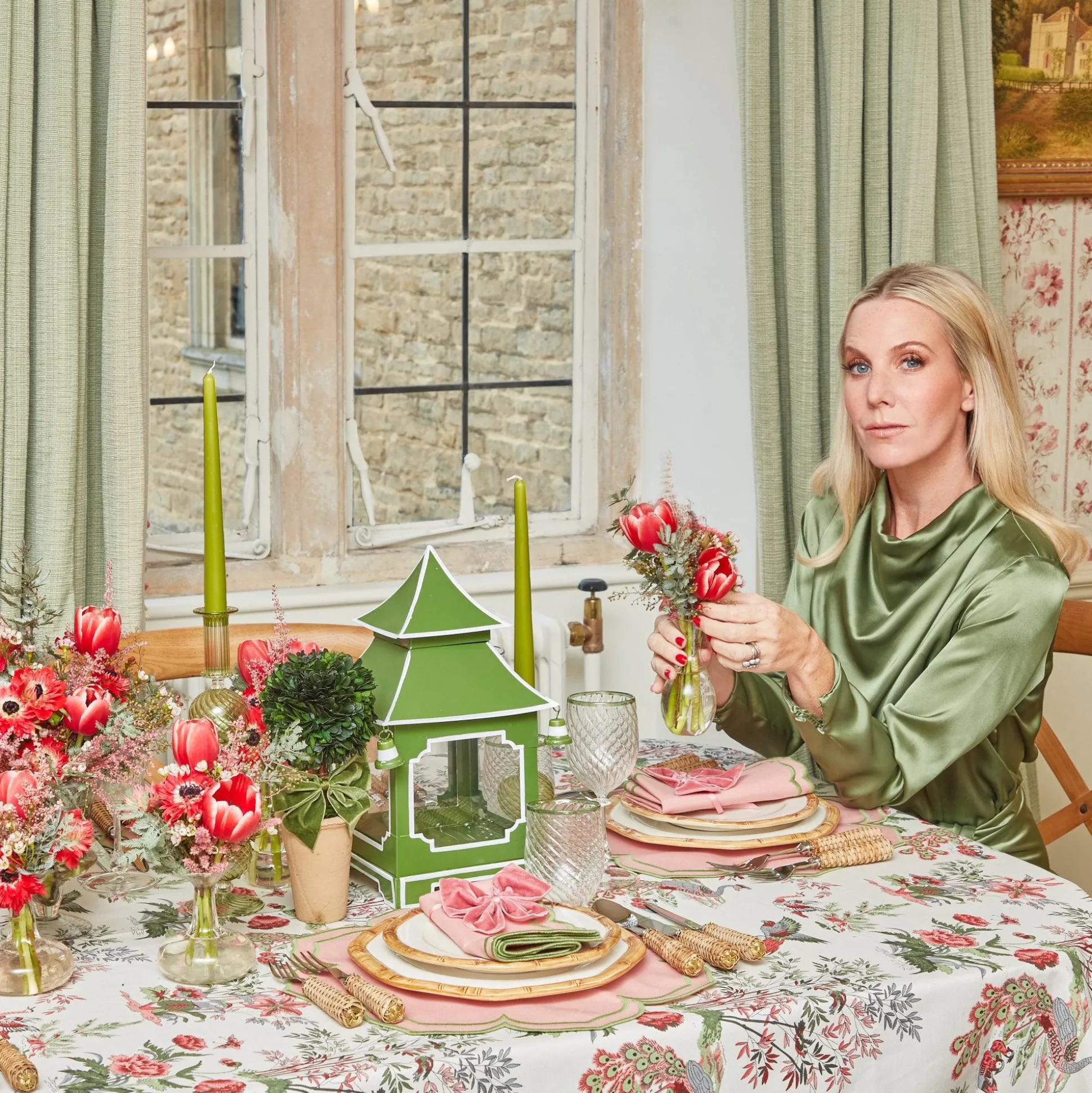 Pink Birdsong Tablecloth