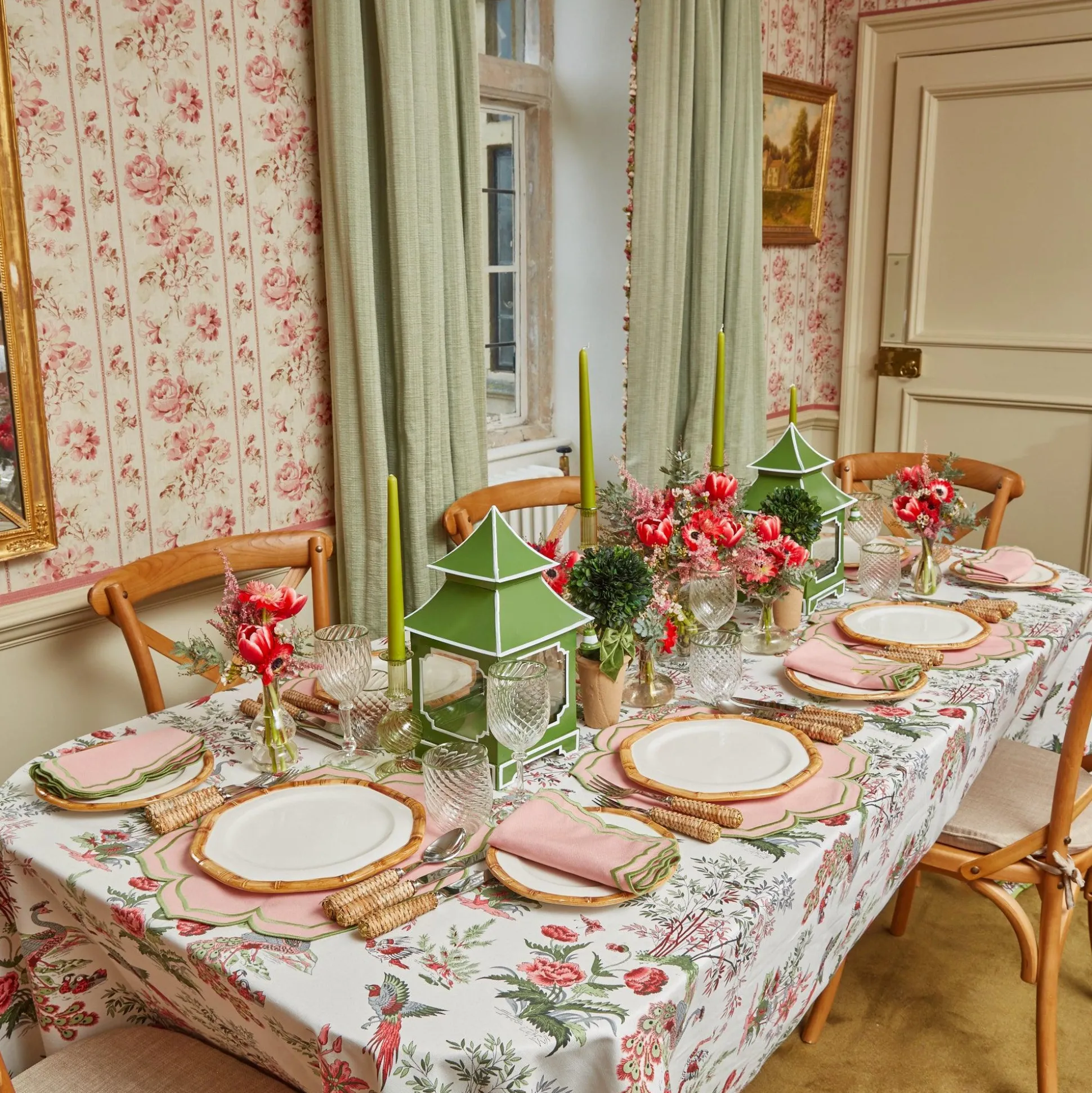 Pink Birdsong Tablecloth