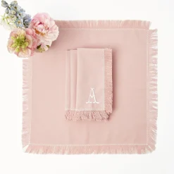 Pink Fringe Napkins (Set Of 4)