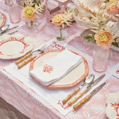 Pink Geometric Bamboo Dinner Plate