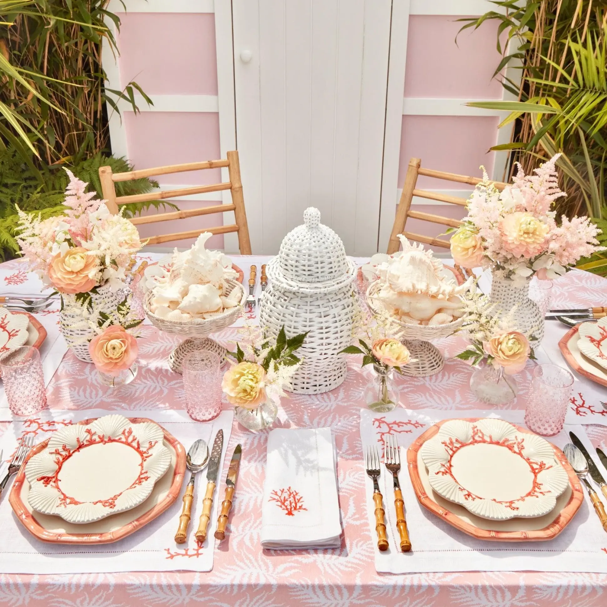 Pink Geometric Bamboo Dinner Plate