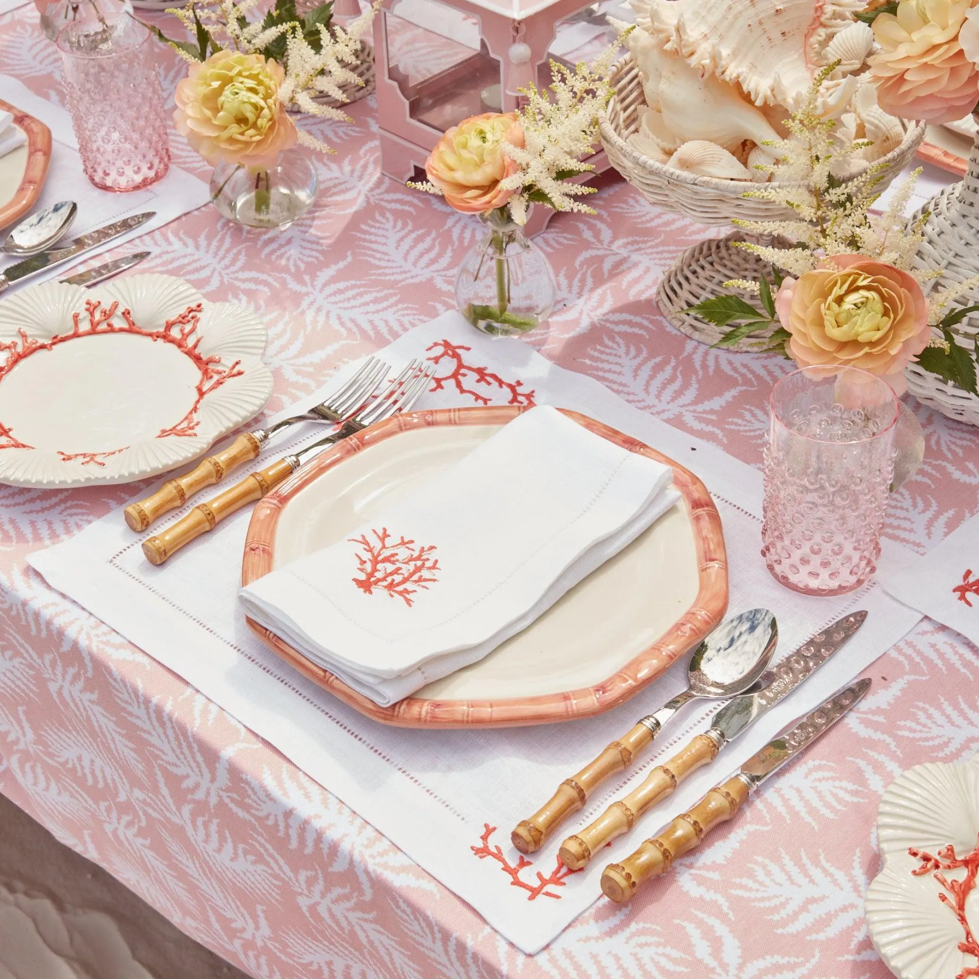 Pink Geometric Bamboo Dinner Plate (Set Of 4)