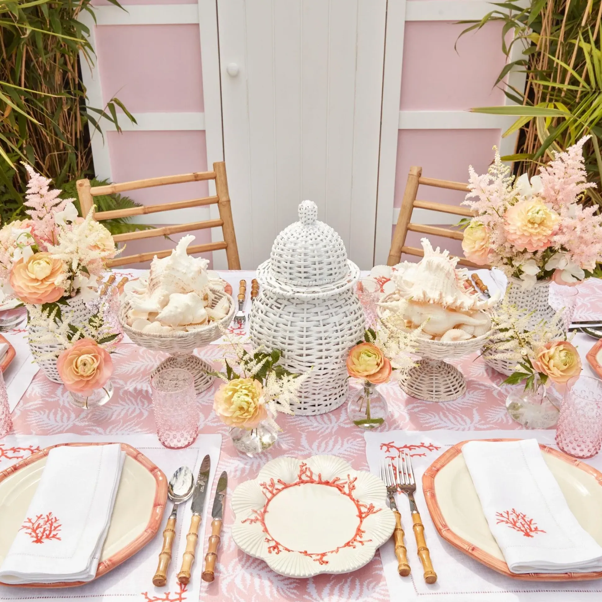 Pink Geometric Bamboo Dinner Plate (Set Of 4)