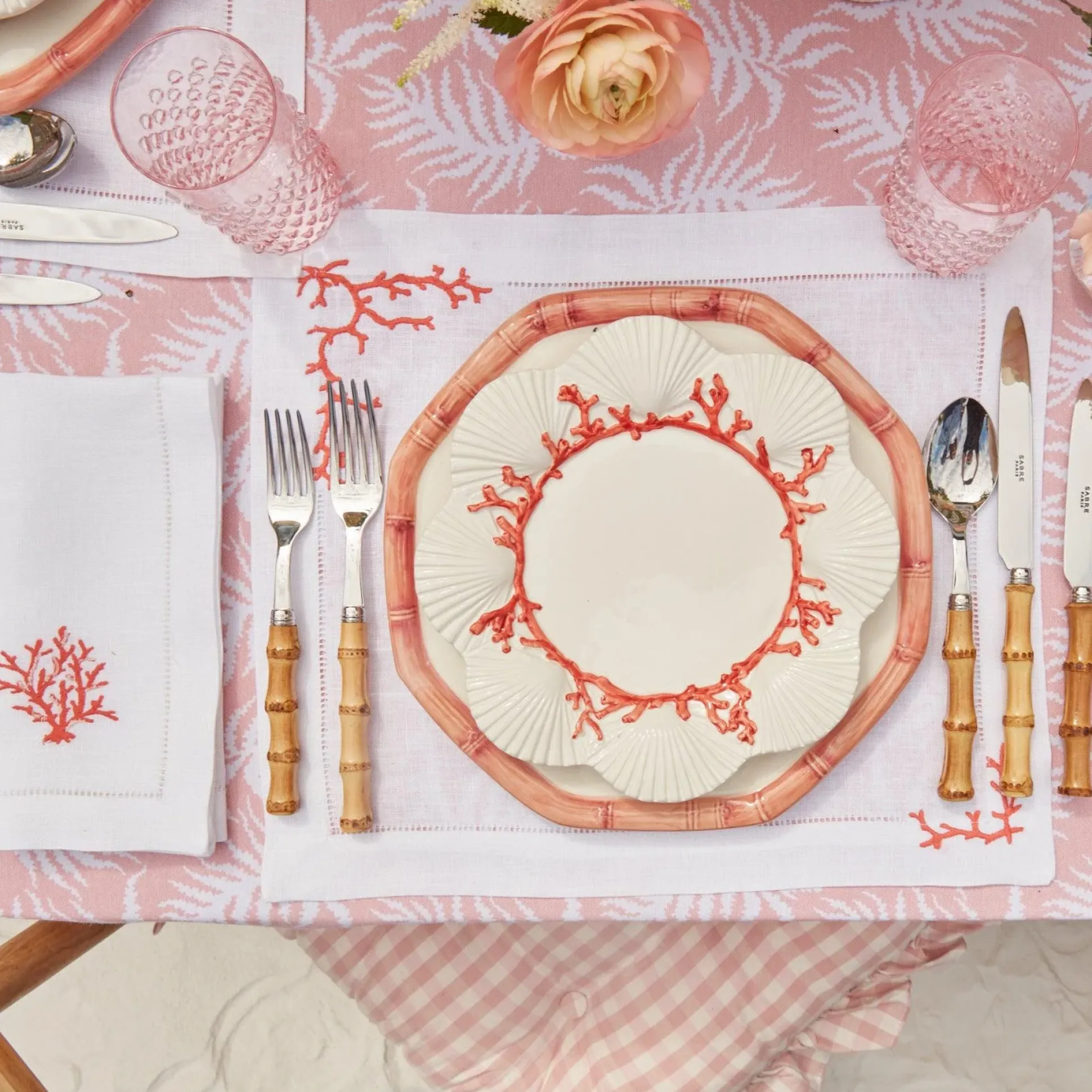 Pink Geometric Bamboo Dinner Plate (Set Of 4)