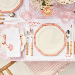 Pink Geometric Bamboo Dinner Plate (Set Of 4)
