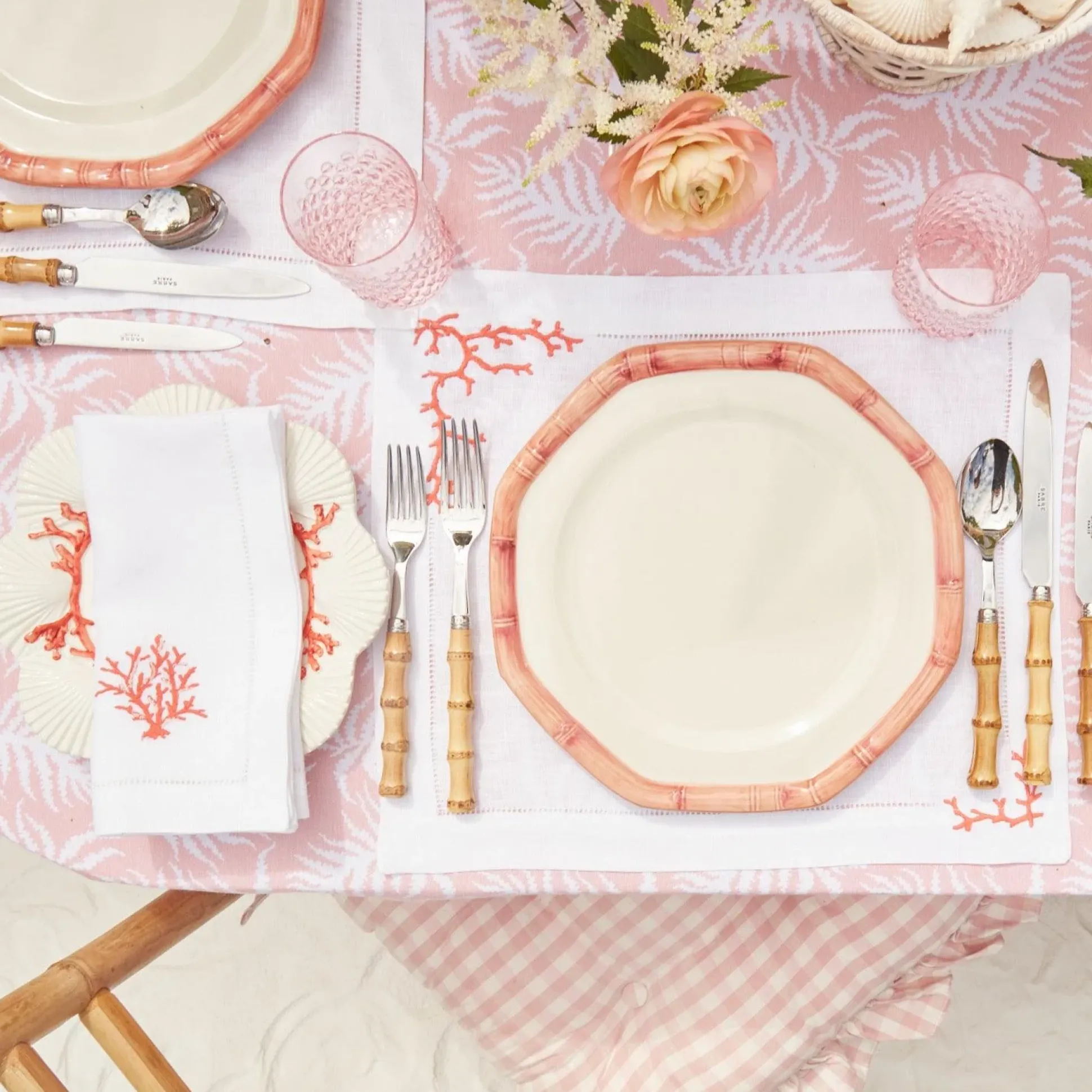Pink Geometric Bamboo Dinner Plate (Set Of 4)