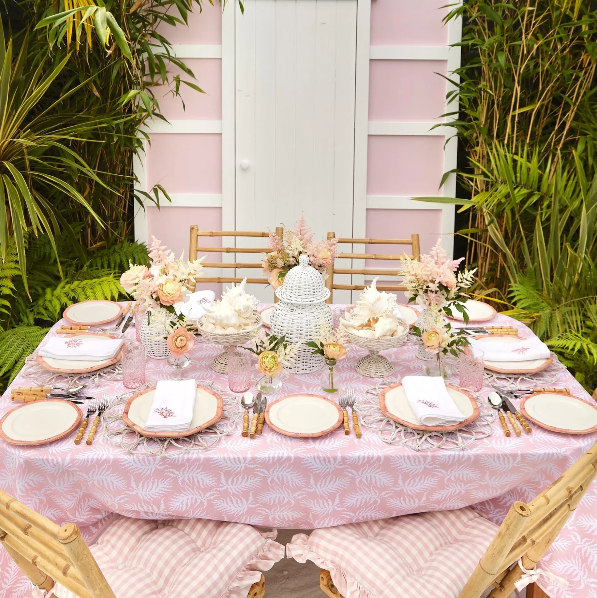 Pink Geometric Bamboo Dinner Plate (Set Of 4)