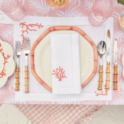 Pink Geometric Bamboo Dinner Plate (Set Of 4)