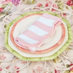 Pink Geometric Bamboo Starter Plate (Set Of 4)