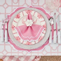 Pink Gingham Ruffle Seat Pad Cushion (Set Of 4)
