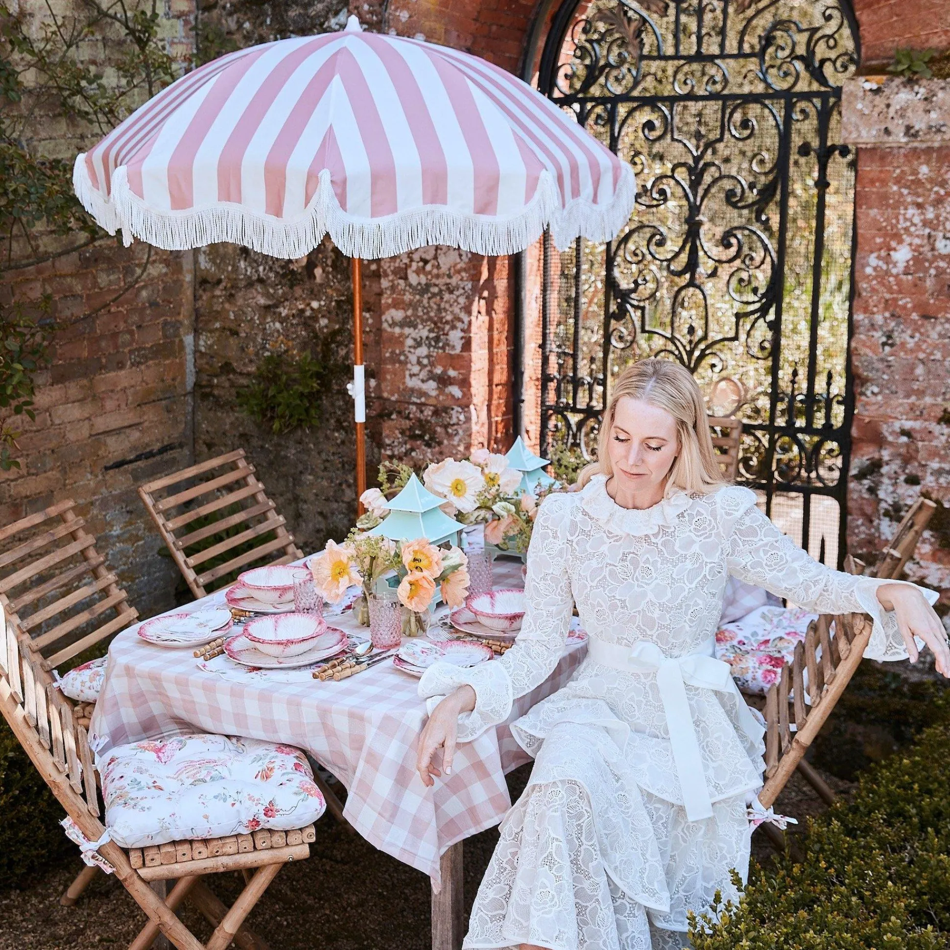 Pink Gingham Tablecloth