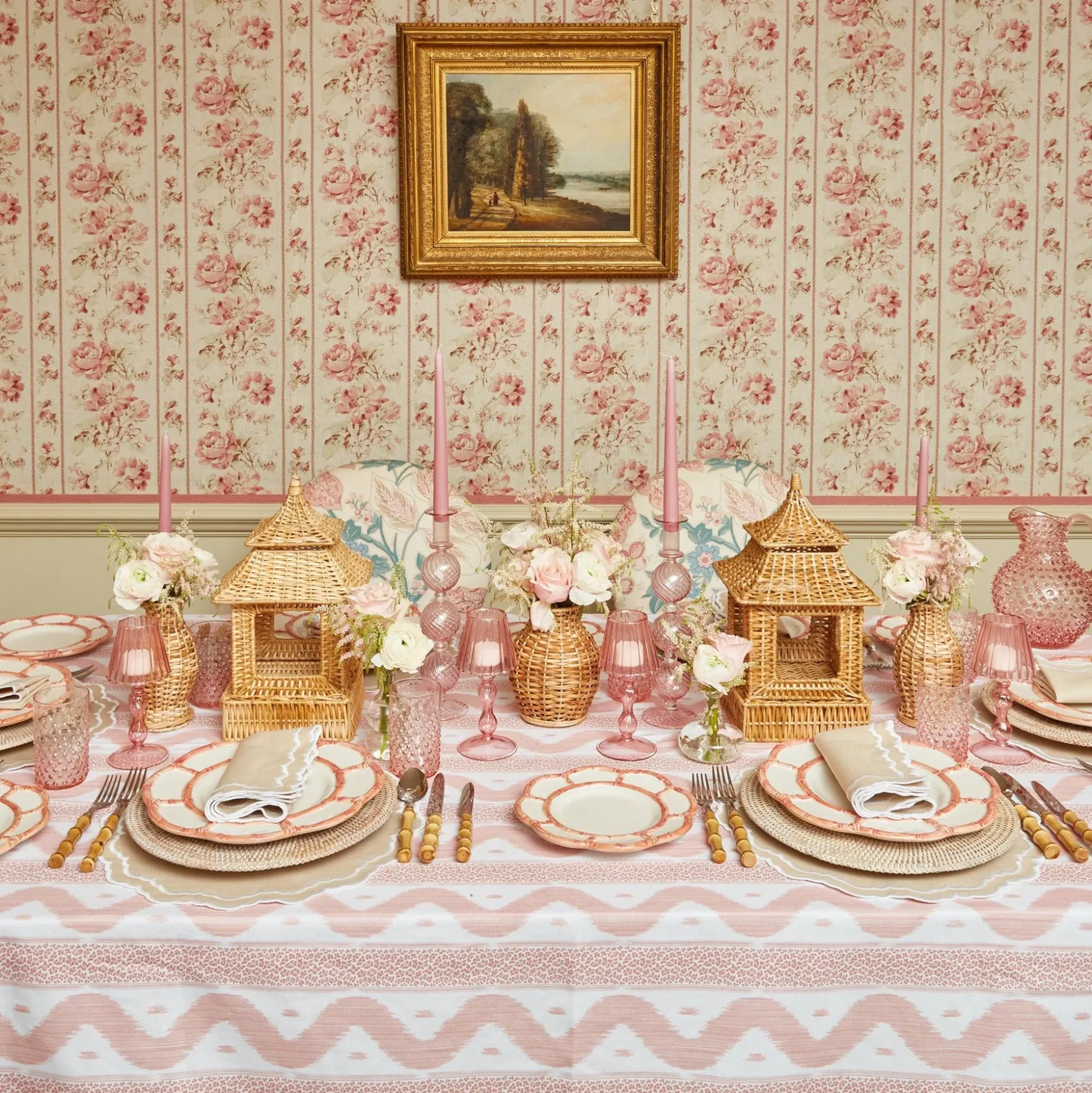 Pink Leopard Ikat Tablecloth