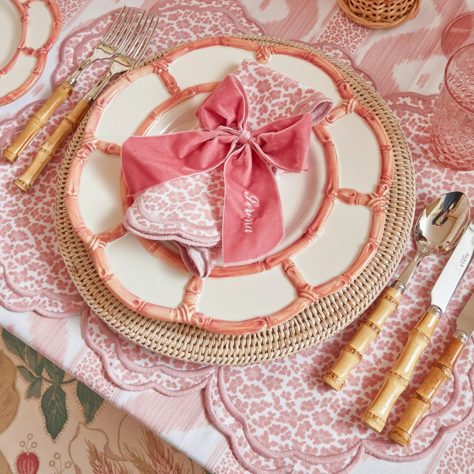 Pink Petal Bamboo Dinner Plates (Set Of 4)