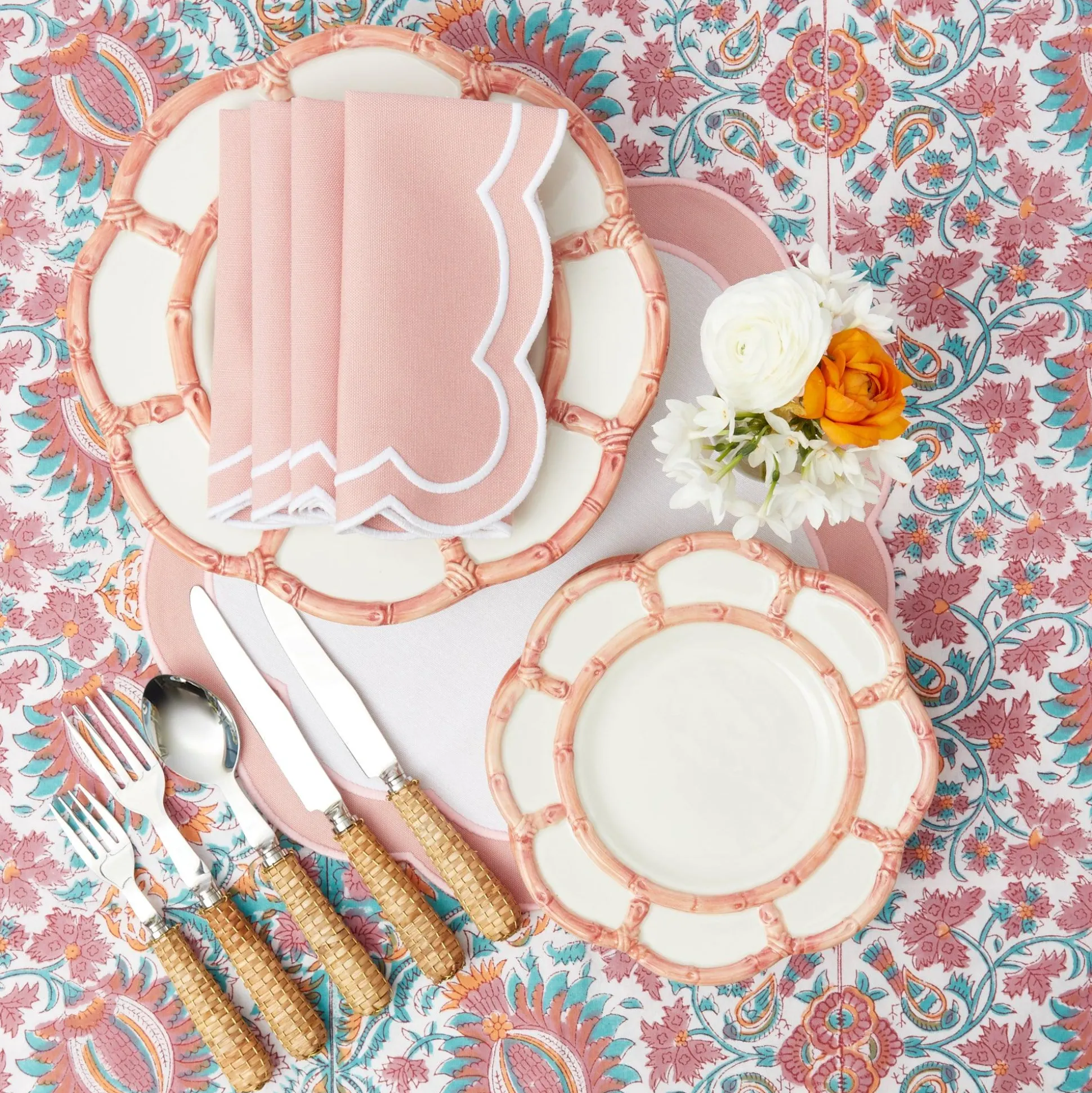 Pink Petal Bamboo Starter Plates (Set Of 4)