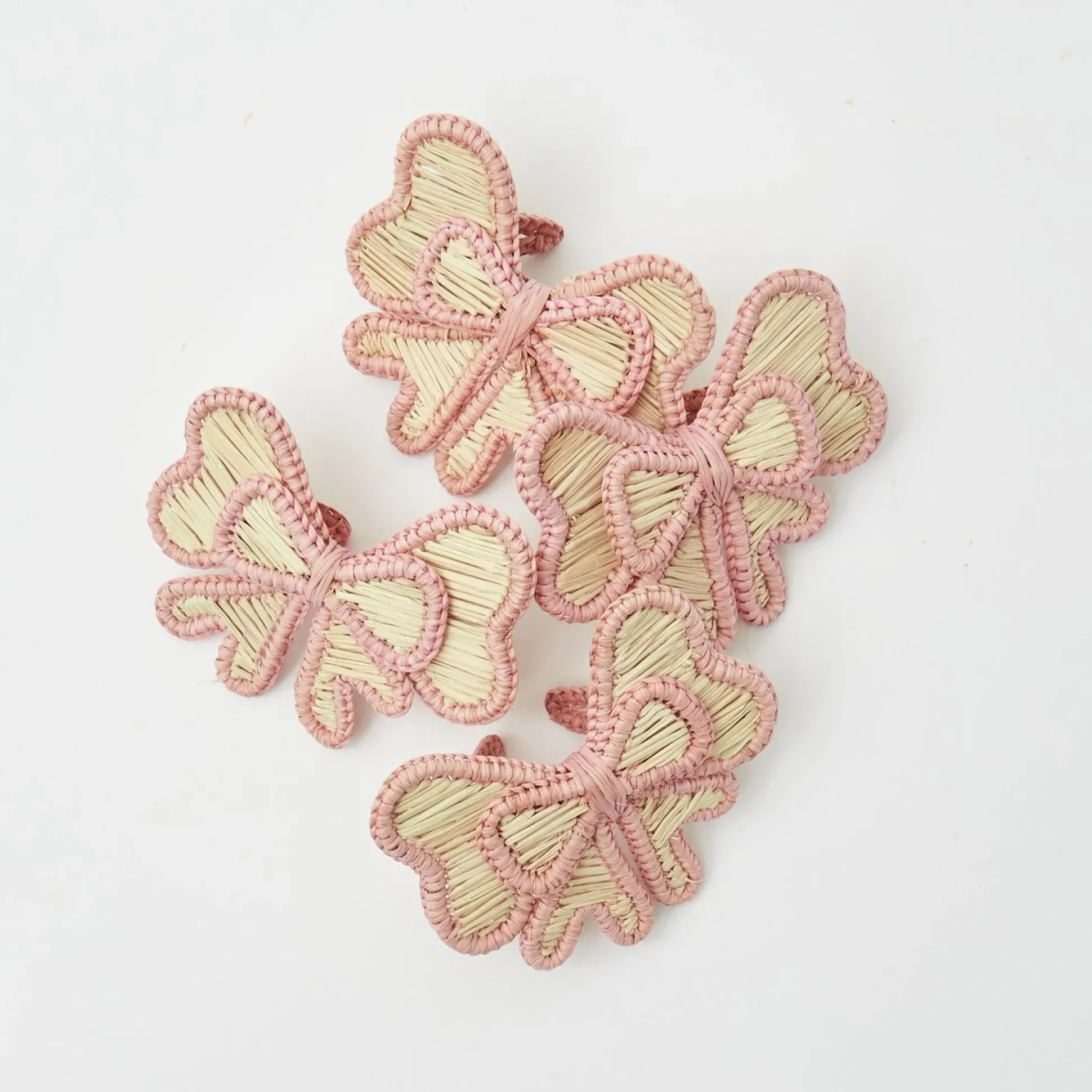 Pink Rattan Napkin Bow (Set Of 4)
