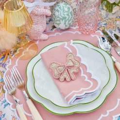 Pink Rattan Napkin Bow (Set Of 4)
