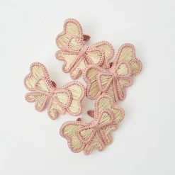 Pink Rattan Napkin Bow (Set Of 4)