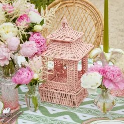 Pink Rattan Pagoda Lantern