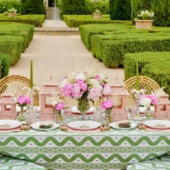 Pink Rattan Pagoda Lantern Set