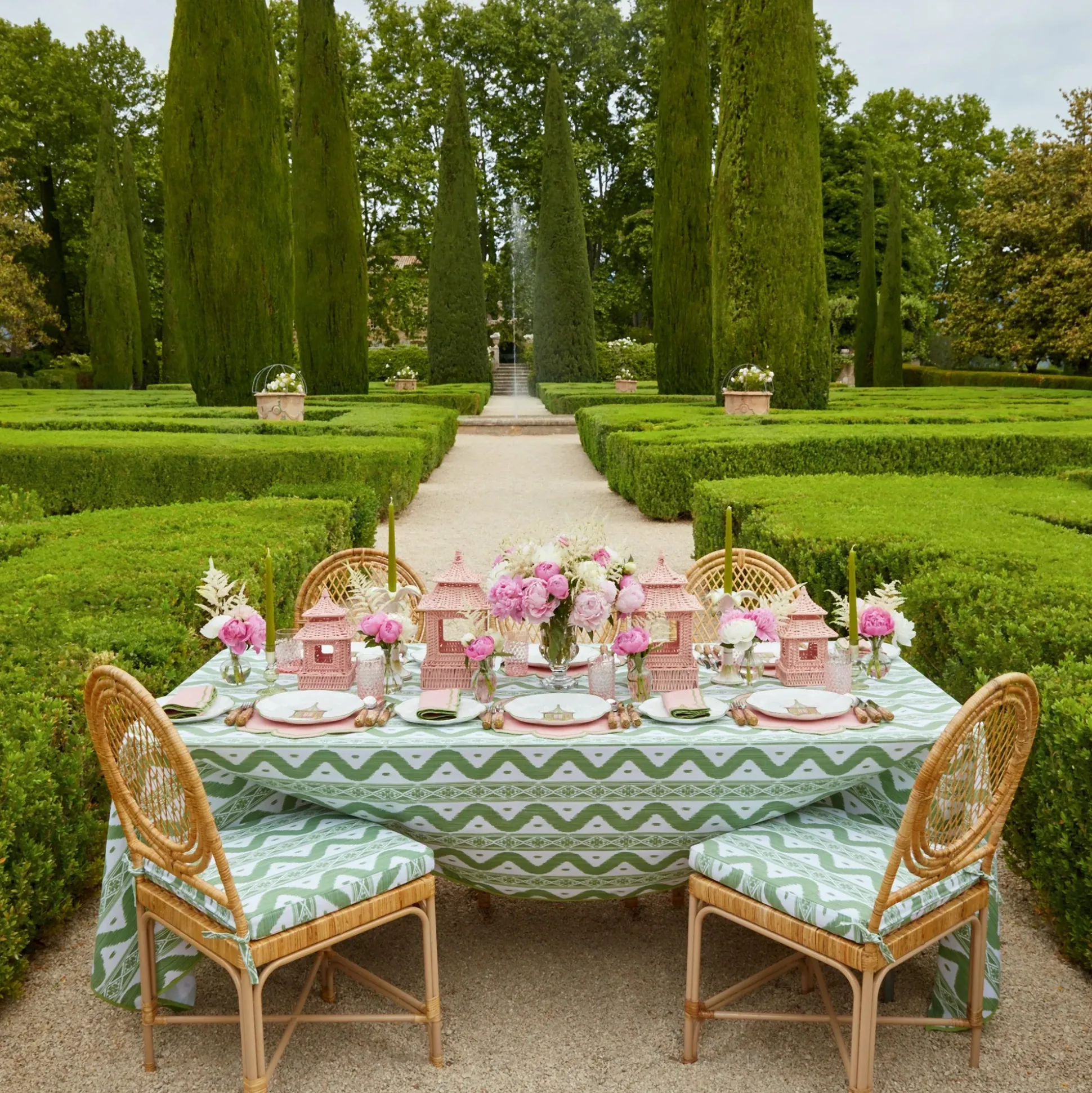 Pink Rattan Pagoda Lantern