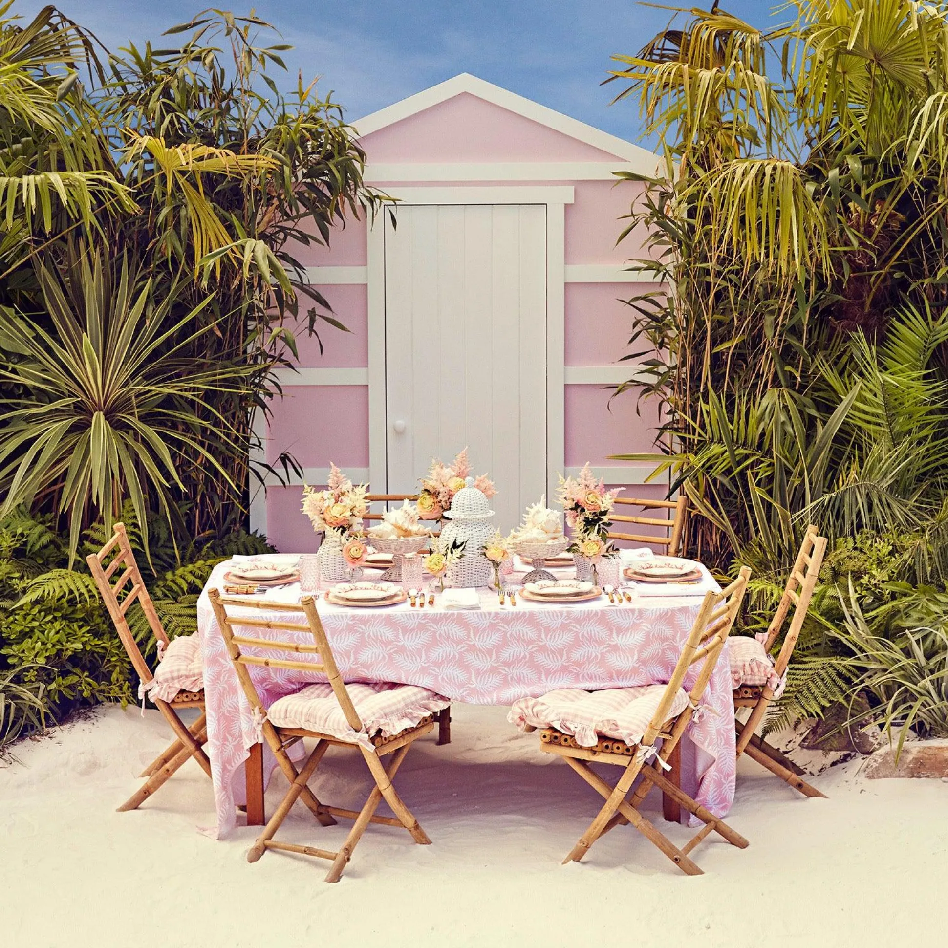Pink Trailing Ferns Tablecloth