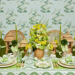 Potted Boxwood With Green Bow Decoration Set