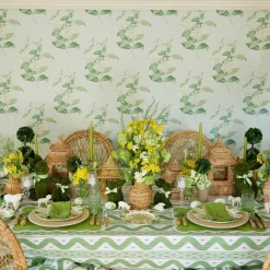 Potted Boxwood With Green Bow Decoration Set
