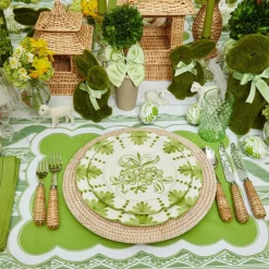 Potted Boxwood With Green Bow Decoration Set
