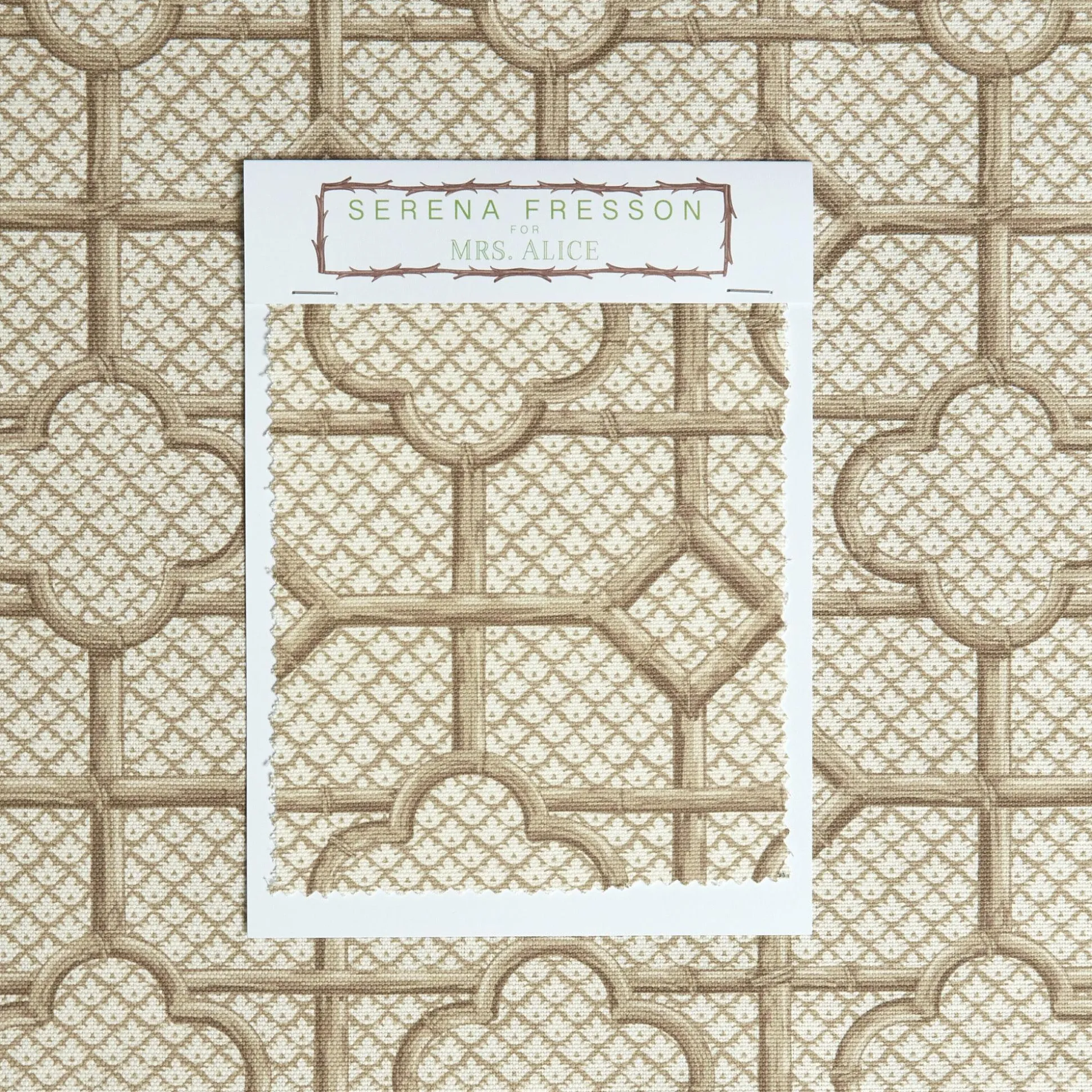 Putty Bamboo Trellis Fabric