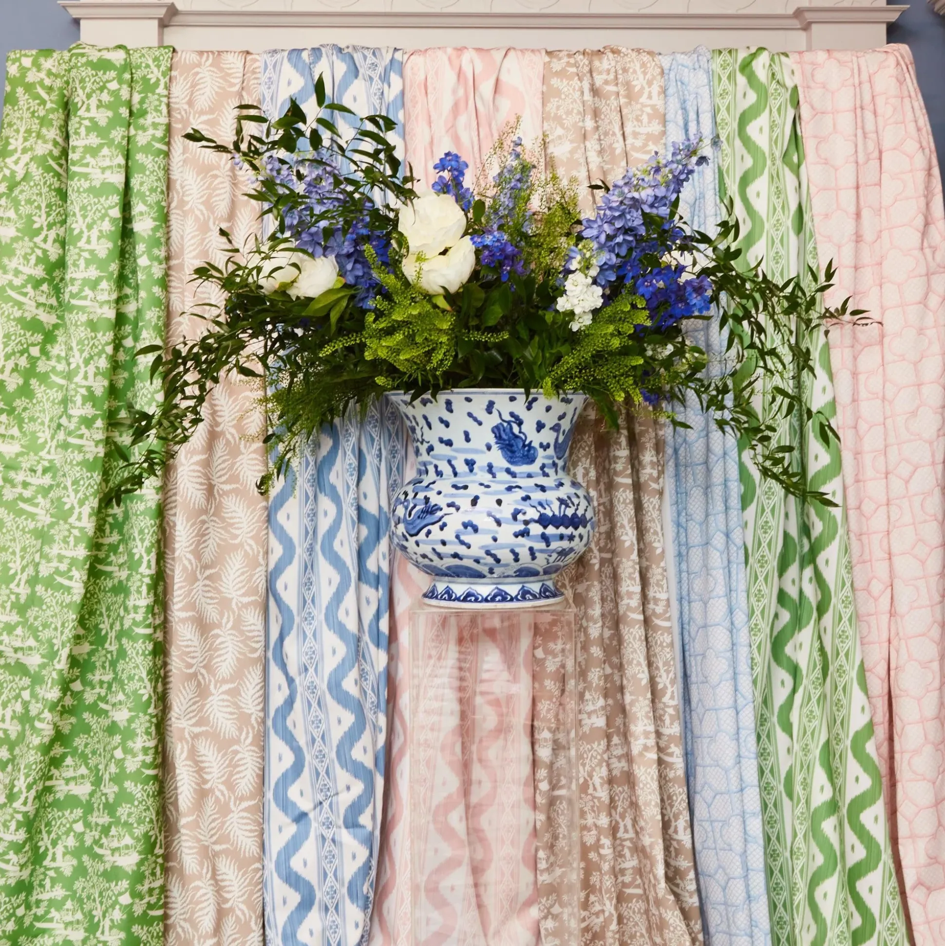 Putty Trailing Ferns Fabric