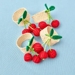 Raffia Cherry Napkin Holders (Set Of 4)