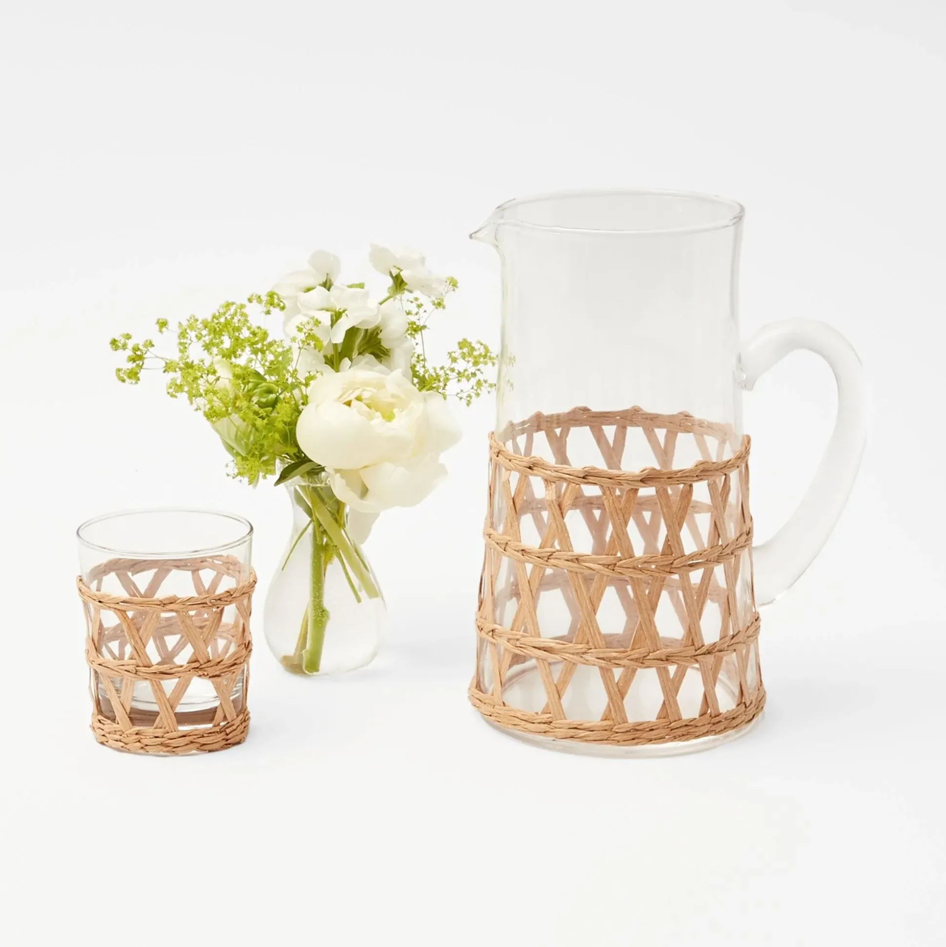 Raffia Water Glasses & Jug Set