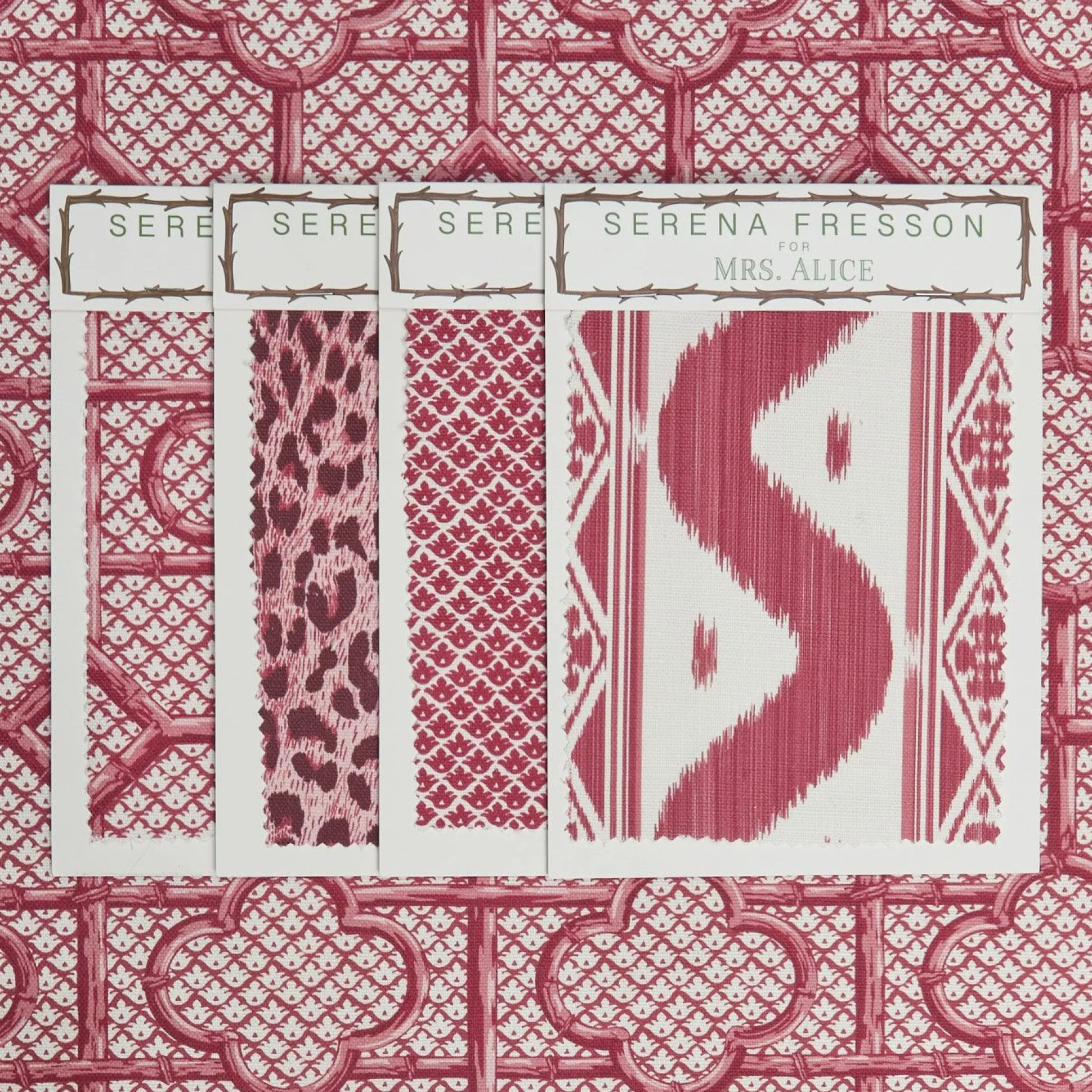 Raspberry Pink Bamboo Trellis Fabric