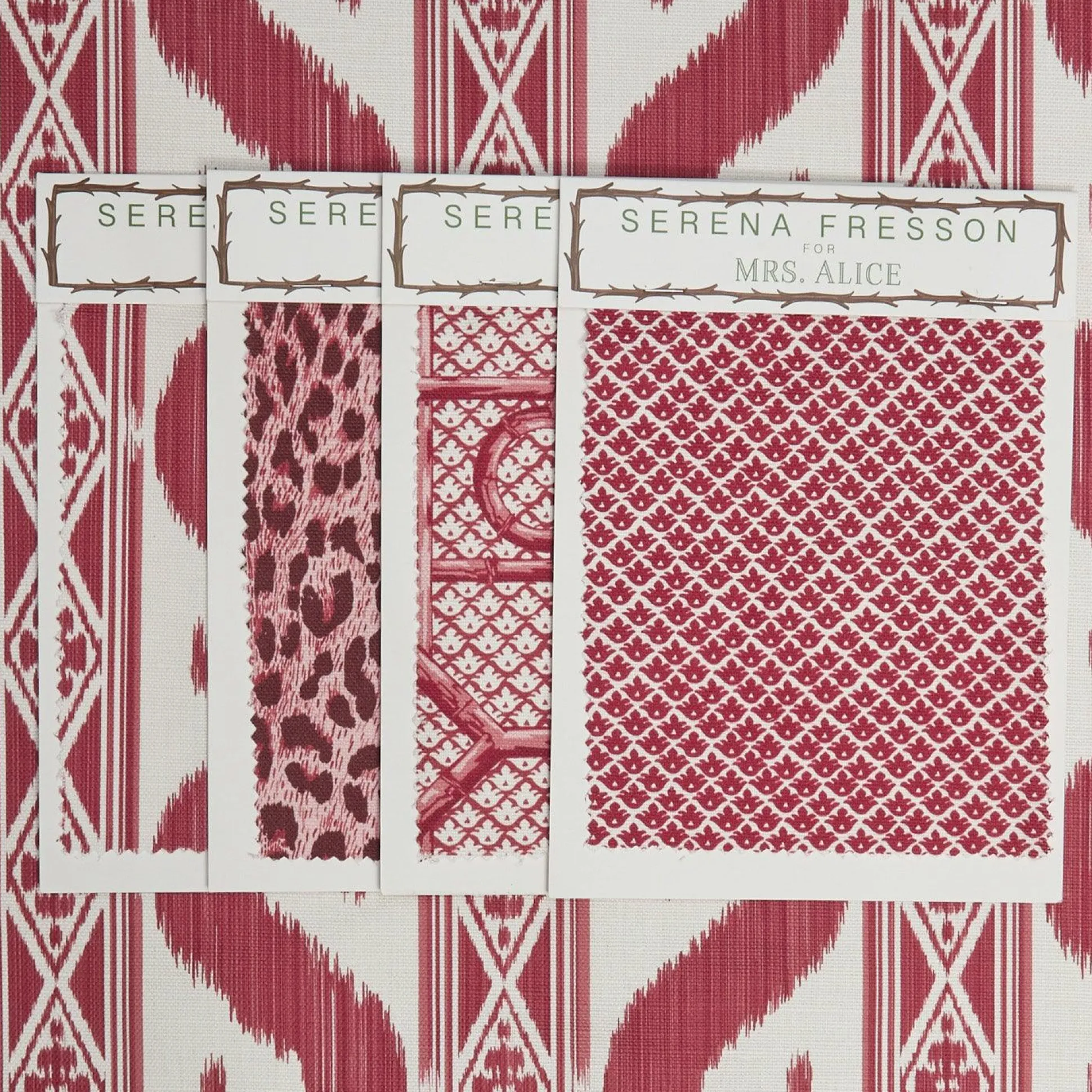 Raspberry Pink Ikat Stripe Fabric