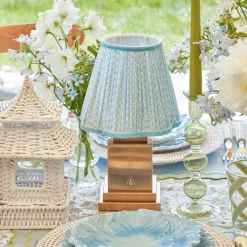 Rechargeable Lamp With Baby Blue Lotus Lampshade