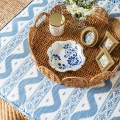 Round Rattan Scalloped Tray