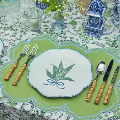 Serena Apple Green With Blue Placemats (Set Of 4)