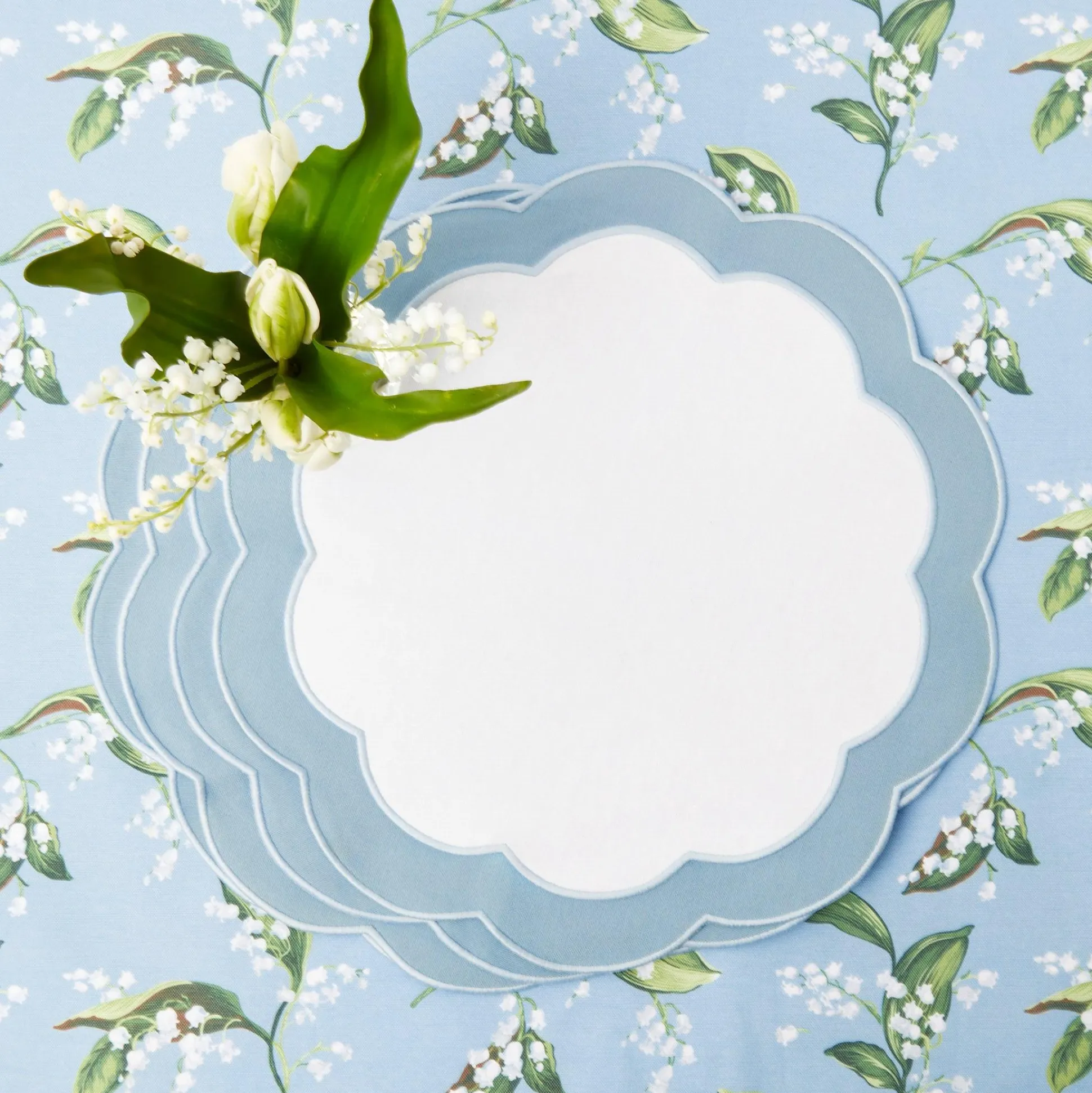 Serena Applique Blue Placemats (Set Of 4)