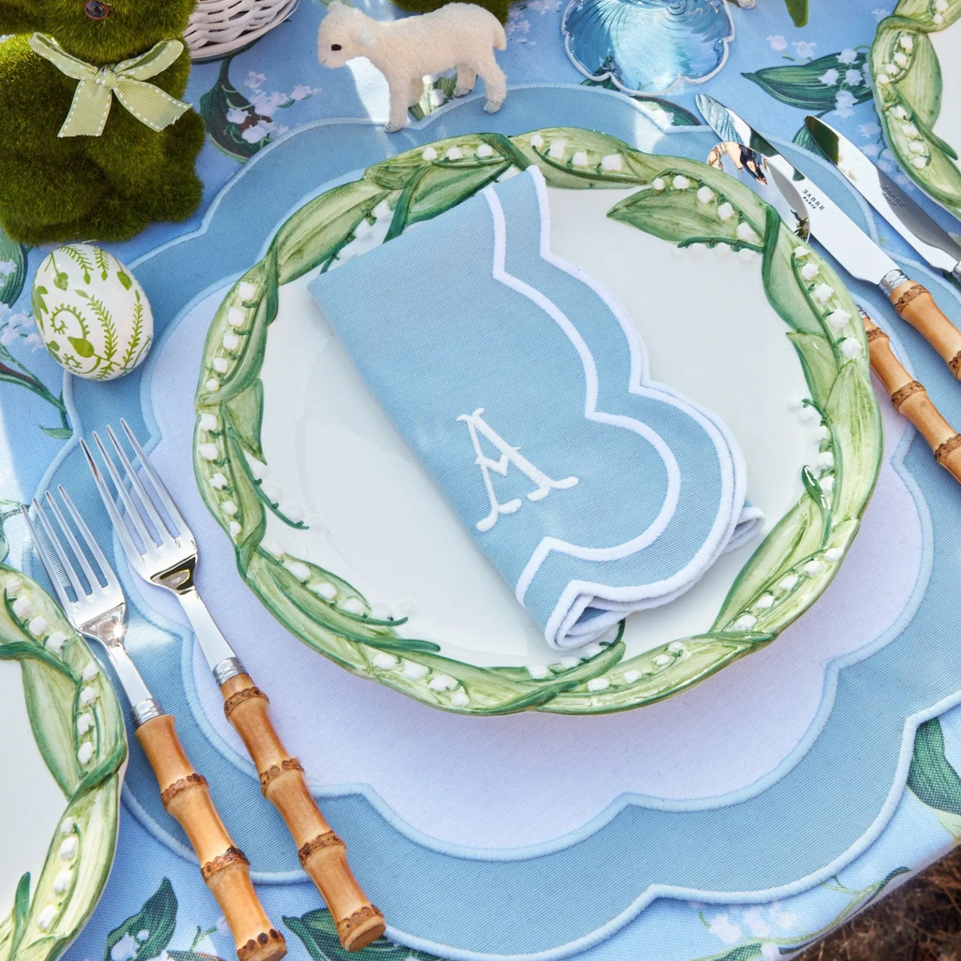 Serena Applique Blue Placemats (Set Of 4)