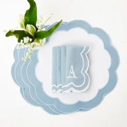 Serena Applique Blue Placemats (Set Of 4)