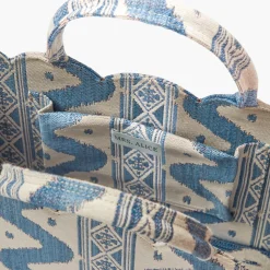Small Mrs. Alice Tote Bag (Blue Ikat)