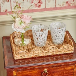 Small Scalloped Rattan Tray