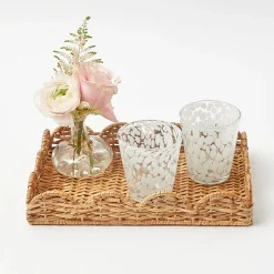 Small Scalloped Rattan Tray