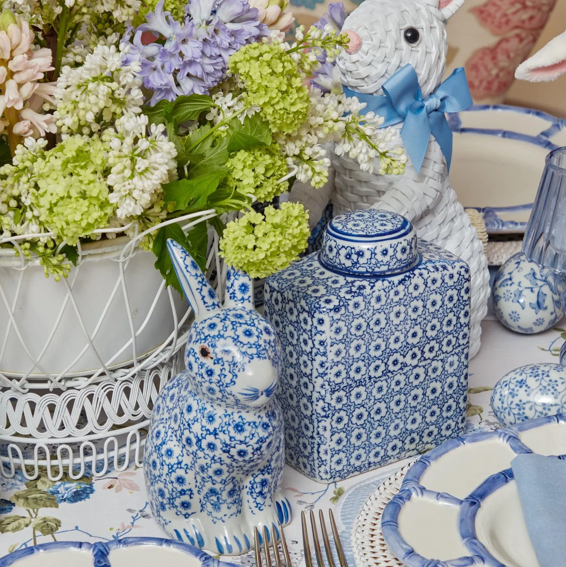 Square Floral Print Ginger Jar