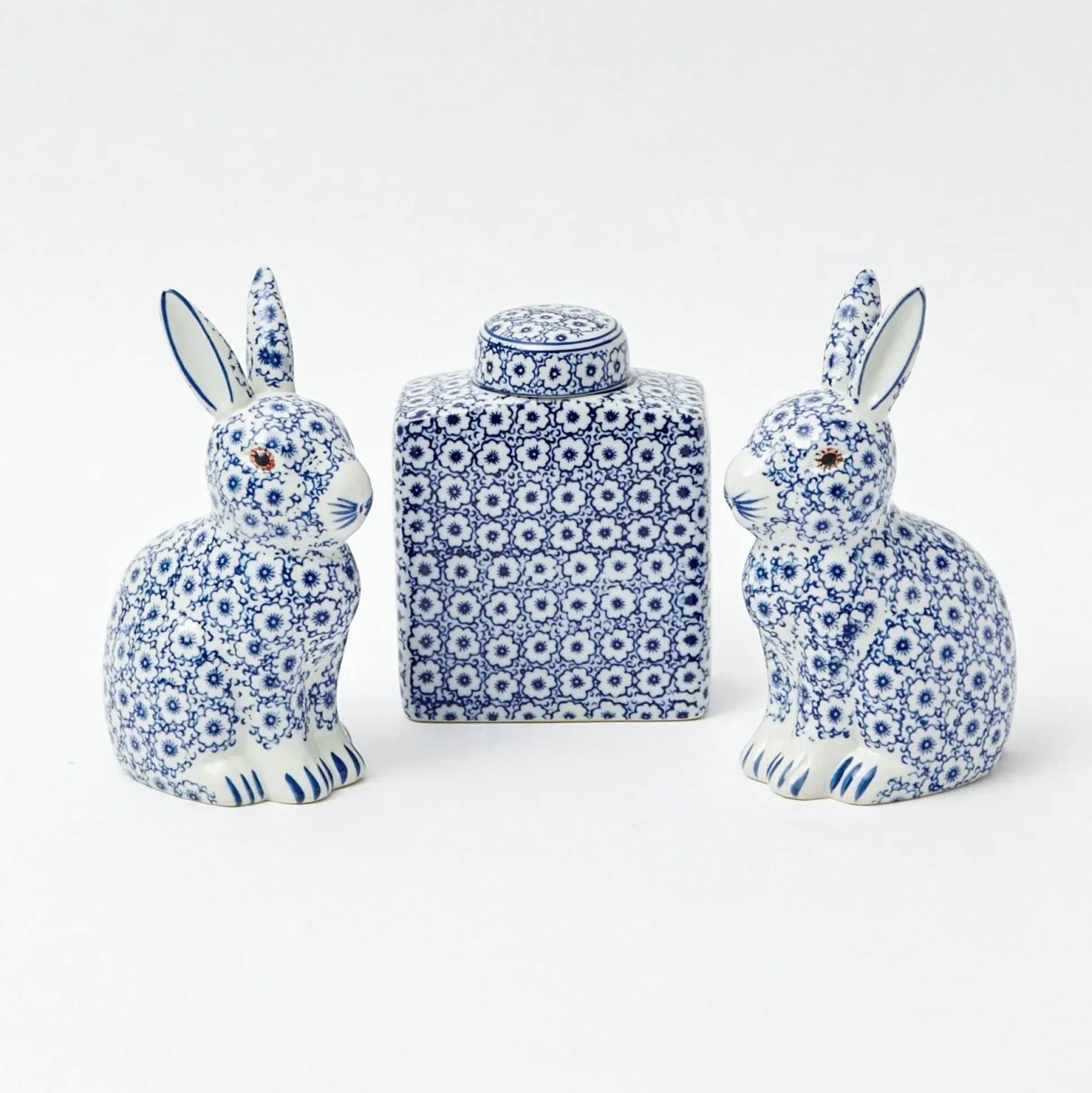 Square Floral Print Ginger Jar