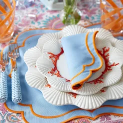 Sylvie Blue & Orange Napkins (Set Of 4)