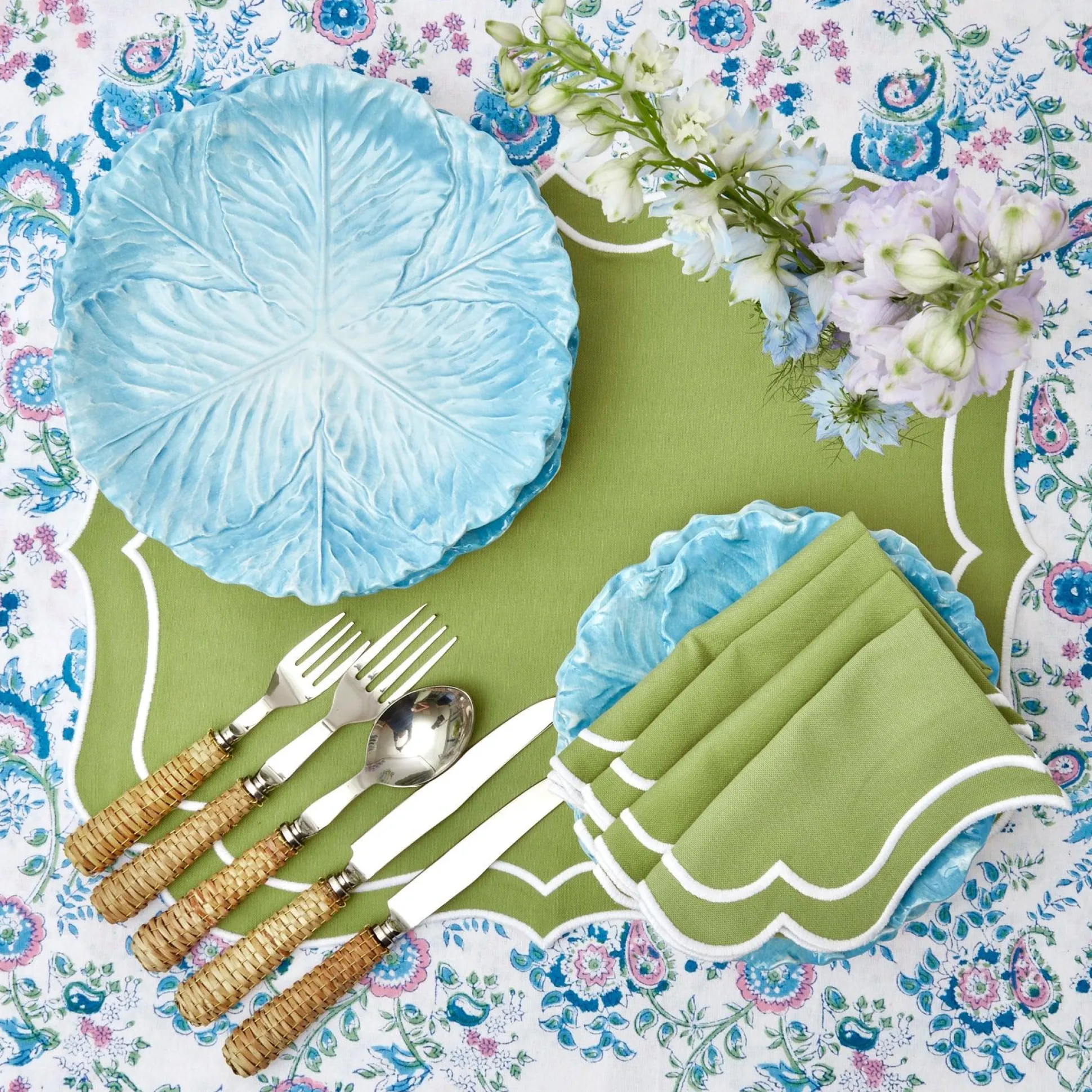 Sylvie Green Embroidered Napkins (Set Of 4)